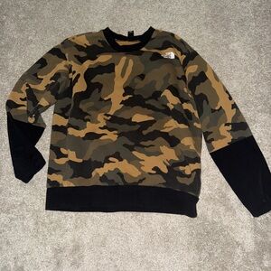 The North Face Men's Green and Brown Camouflage Crewneck Sweater